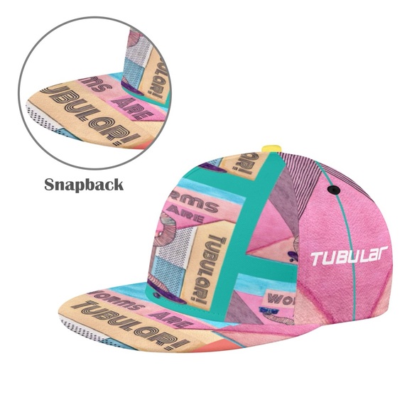 Worms are Tubular Rad Watercolor Skateboarding Worm Pun Dad Joke FlatBill Hat - Picture 9 of 10